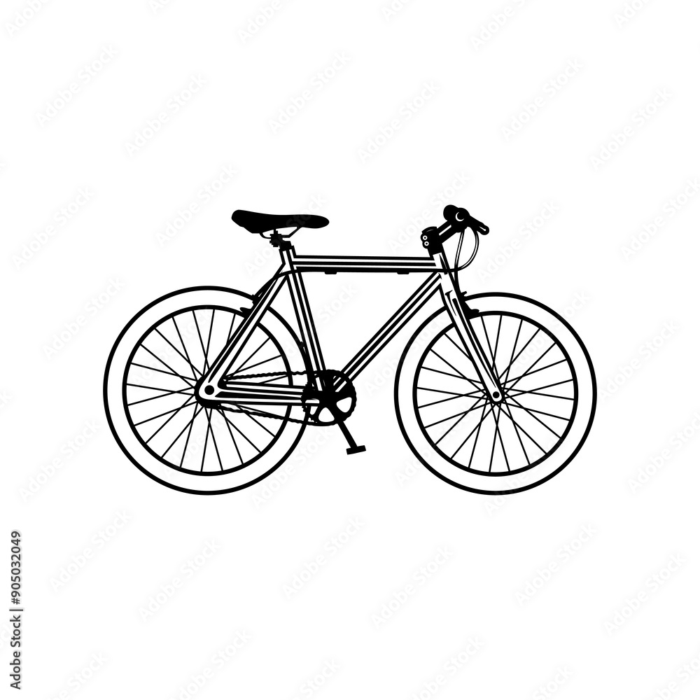 Obraz premium fixie bike modern side view black and white vector line art