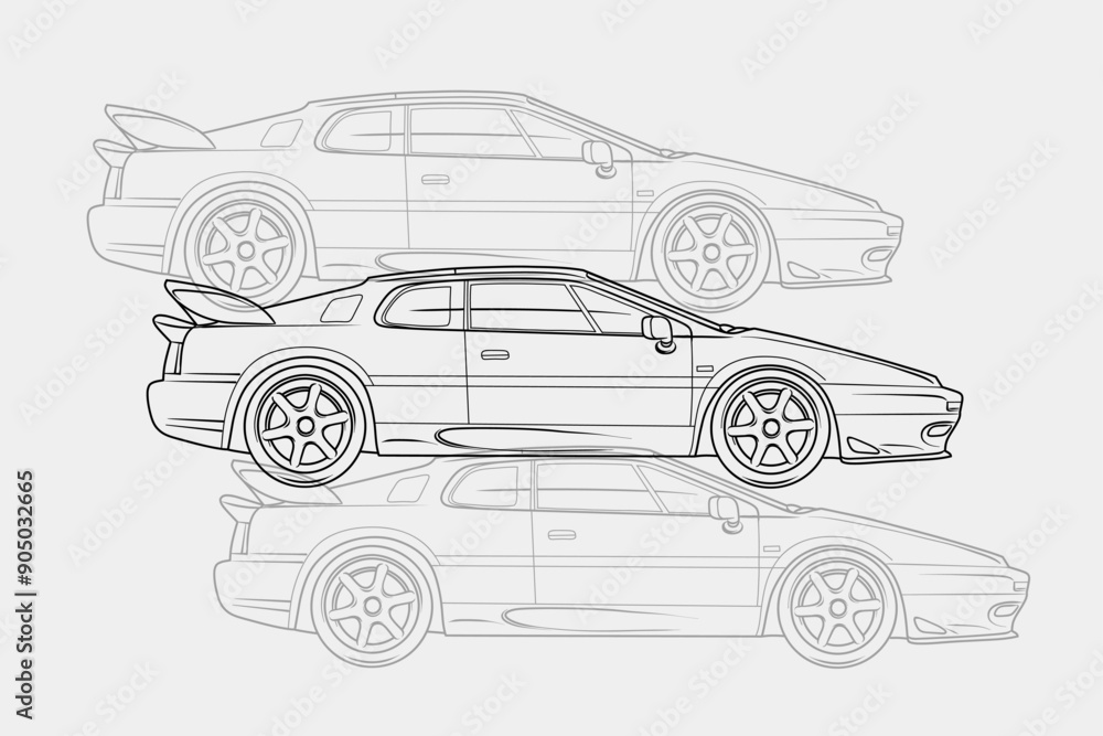 Hand-drawn vector image of a car. Perfect for illustration of articles on car topics, presentations, template design, interior decor, offices, salons, garages, rooms. Hand-drawn vector image of a car. Perfect for illustration of articles on car topics, presentations, template design, interior decor, offices, salons, garages, rooms.