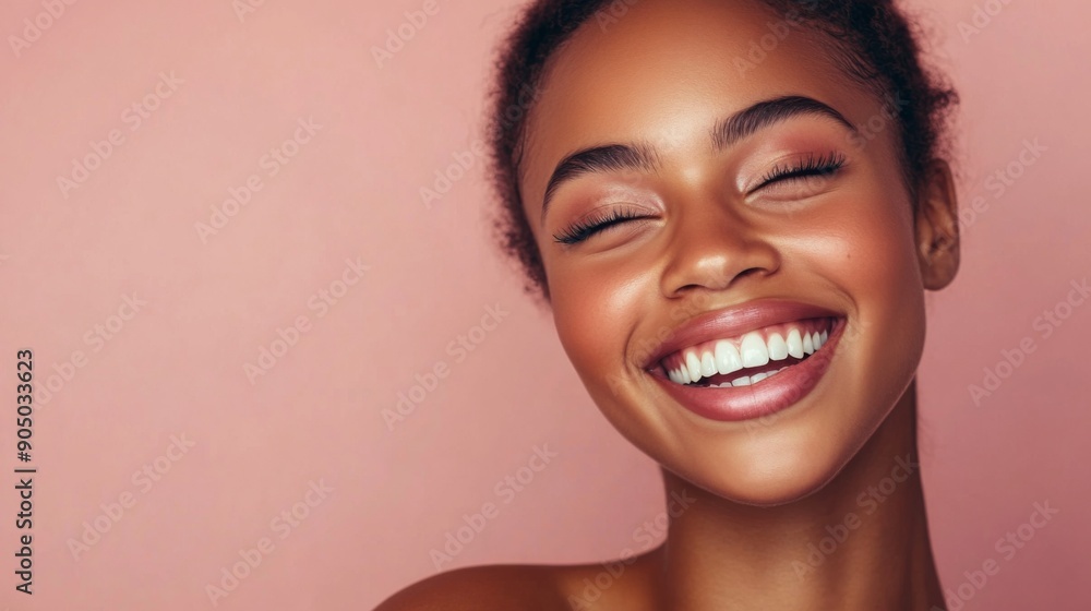 Beautiful woman showing her bright smile and flawless teeth, against a simple backdrop. Beautiful woman showing her bright smile and flawless teeth, against a simple backdrop.