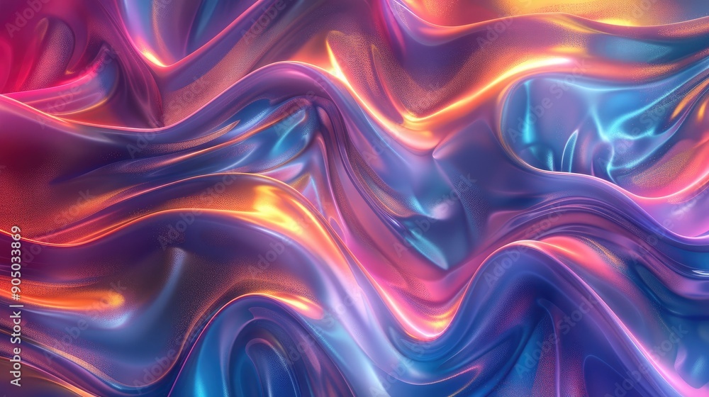 Obraz premium Holographic waves flowing seamlessly