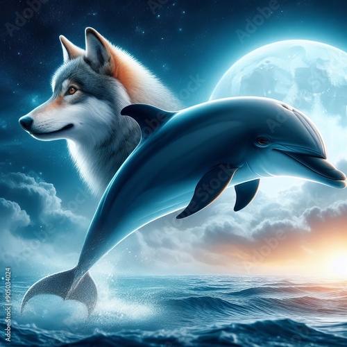 93 26 Wolphin (wolf and dolphin) A wolphin is a hybrid between a photo