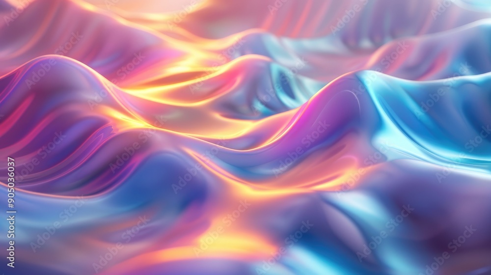 Obraz premium Holographic waves flowing seamlessly