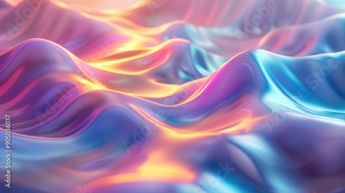 Wallpaper Mural Holographic waves flowing seamlessly Torontodigital.ca