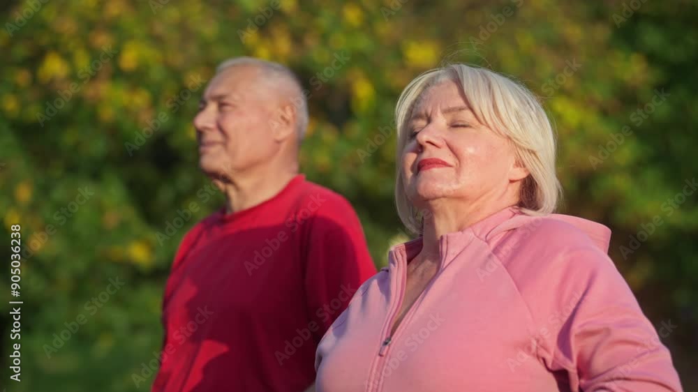 Relaxed Senior Caucasian Couple with Closed Eyes Enjoying Sunny Weather in Autumn. Concept of Well-being, Mental Health, Active Aging, Fresh Air, Relaxation, Peaceful Moments, Leisure Relaxed Senior Caucasian Couple with Closed Eyes Enjoying Sunny Weather in Autumn. Concept of Well-being, Mental Health, Active Aging, Fresh Air, Relaxation, Peaceful Moments, Leisure