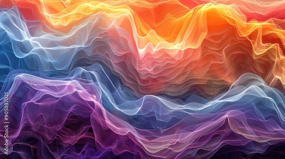 Intersecting colorful waves creating a mesmerizing effect Intersecting colorful waves creating a mesmerizing effect