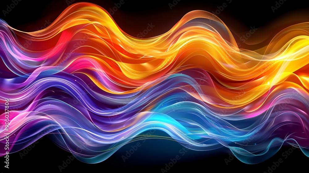 Obraz premium Abstract Colorful Wave Pattern with Black Background