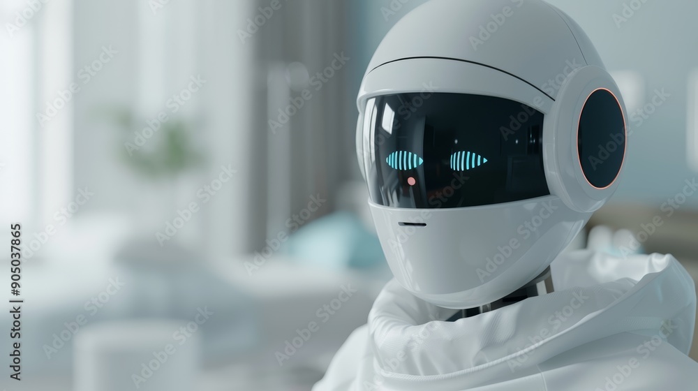 A medical robot using AI to monitor and adjust a patients insulin levels in real-time in a diabetic care facility, with copy space, high-resolution photo, realistic photo A medical robot using AI to monitor and adjust a patients insulin levels in real-time in a diabetic care facility, with copy space, high-resolution photo, realistic photo