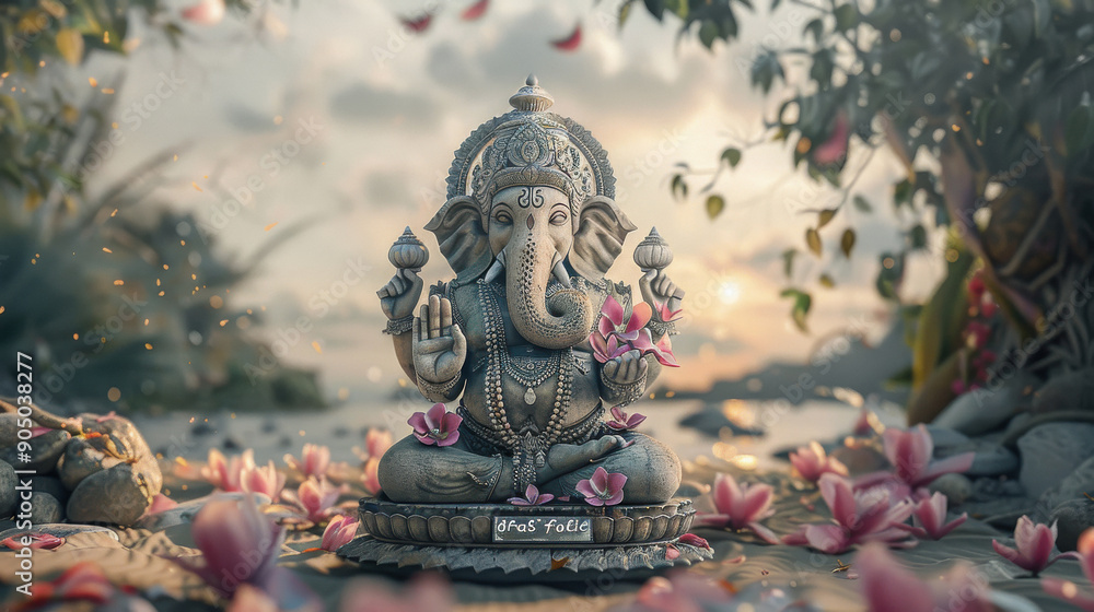 lord Ganesha sculpture on nature background lord Ganesha sculpture on nature background