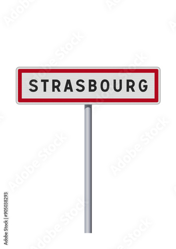 Panneau d'entrée de la ville de Strasbourg (Bas-Rhin) en vectoriel