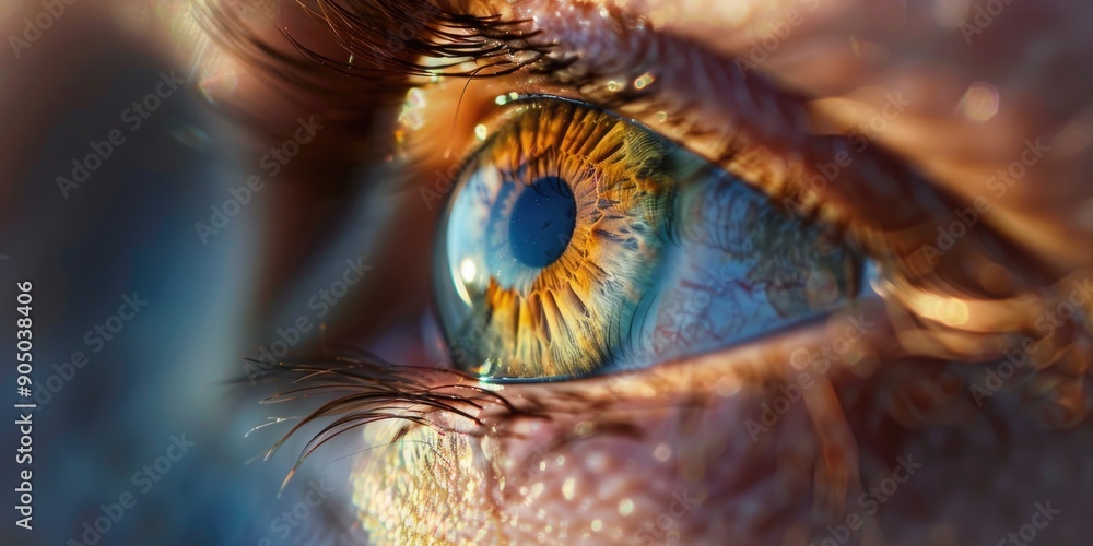 A detailed view of a person's blue eye A detailed view of a person's blue eye