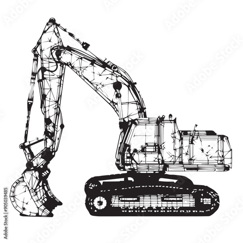 CRAWLER CRANE in cartoon, doodle style . Image for t-shirt, web, mobile apps and ui. Isolated 2d vector illustration in logo, icon, sketch style, Eps 10, black and white. AI Generative