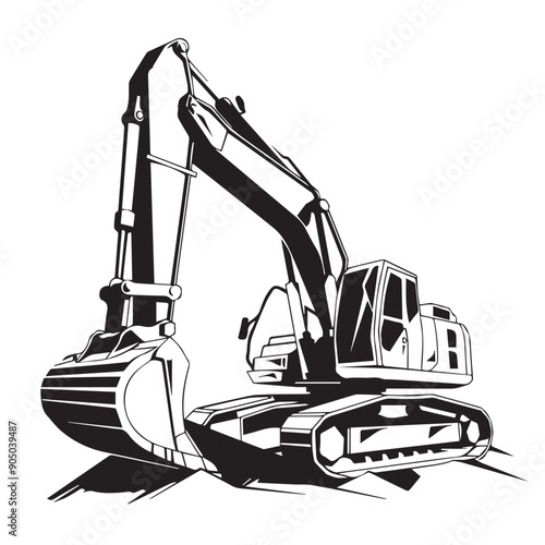 CRAWLER CRANE in cartoon, doodle style . Image for t-shirt, web, mobile apps and ui. Isolated 2d vector illustration in logo, icon, sketch style, Eps 10, black and white. AI Generative