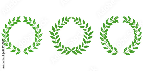 set green laurel wreath, vector illustration on a white background