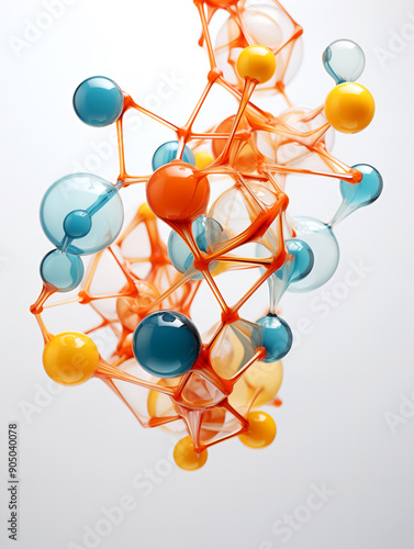 Detailed 3D model of a polymer molecule showcasing the bonds between atoms for use in scientific research, educational content, and technology presentations. Polymer molecule model