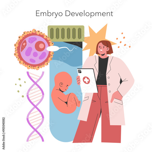 Test Tube Babies. Flat Vector Illustration