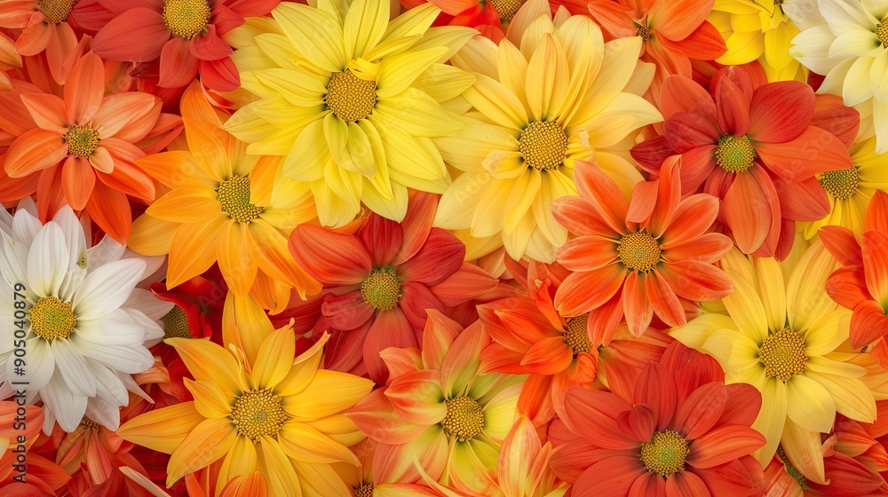 Colorful Daisies Blooming in Various Shades Displayed Together Colorful Daisies Blooming in Various Shades Displayed Together
