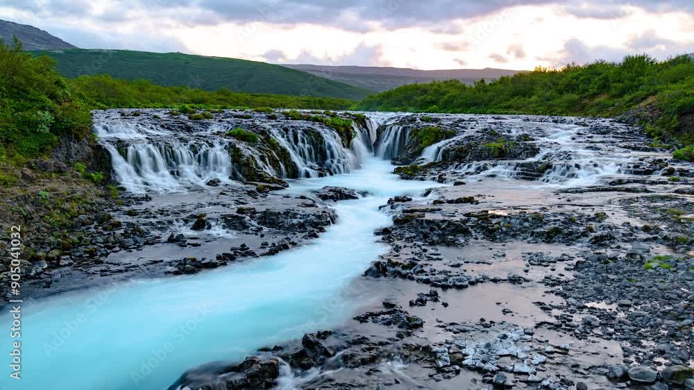 Timelapse of Brúarfoss waterfall in Iceland. Timelapse of Brúarfoss waterfall in Iceland.
