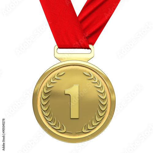 Award medal, gold medal on transparent background