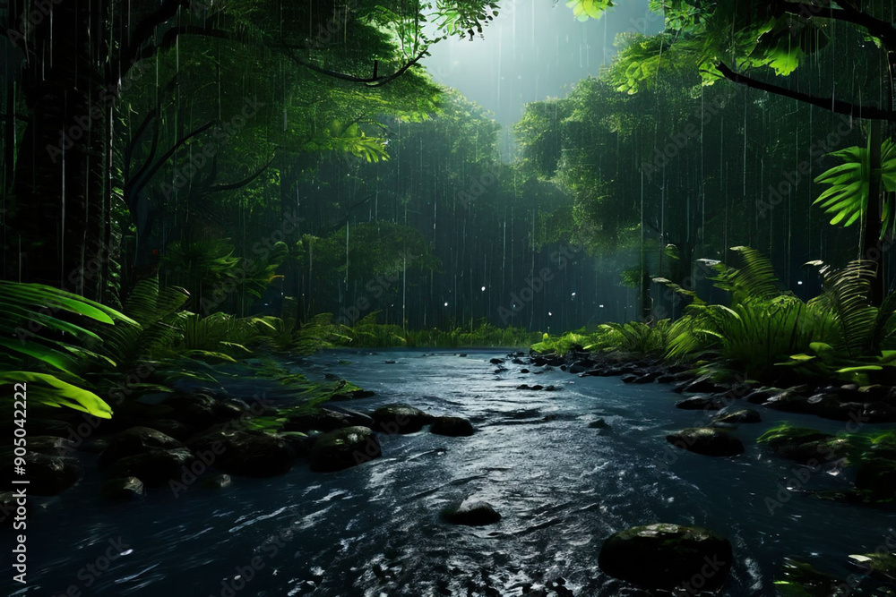 Obraz premium forest in the rain