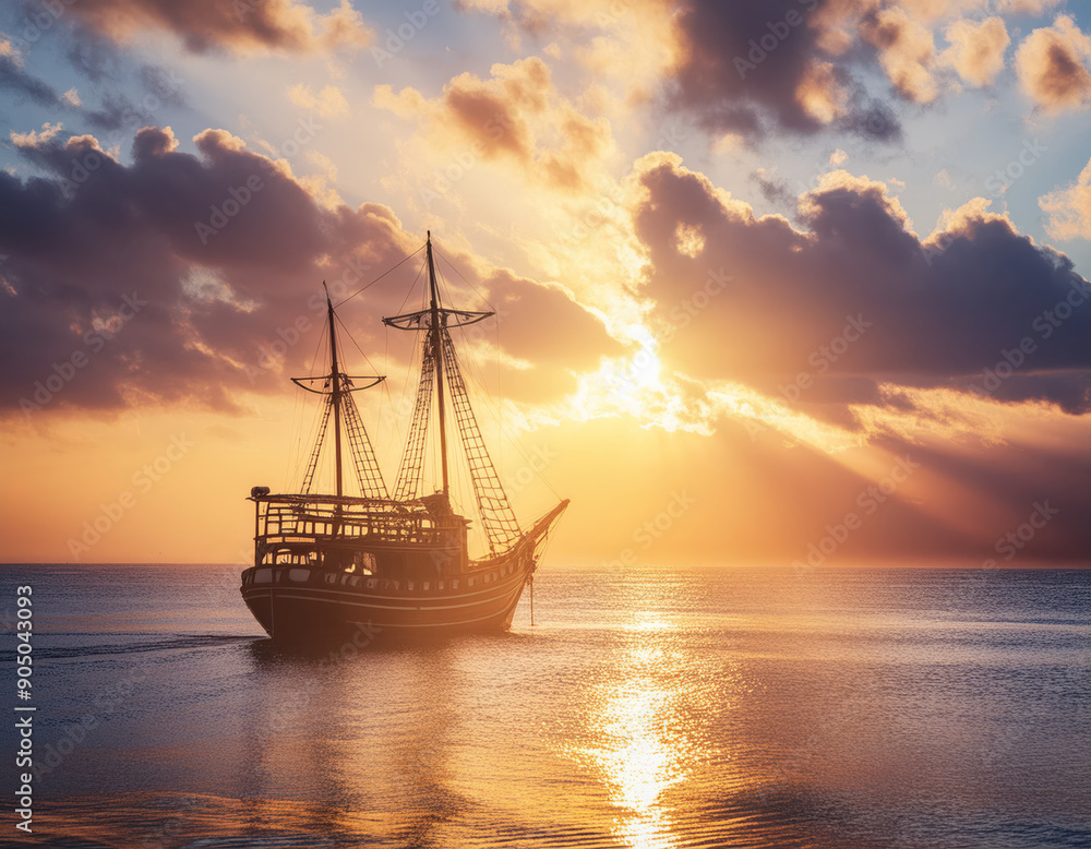 Obraz premium sunset over the sea with clouds and dramatic light