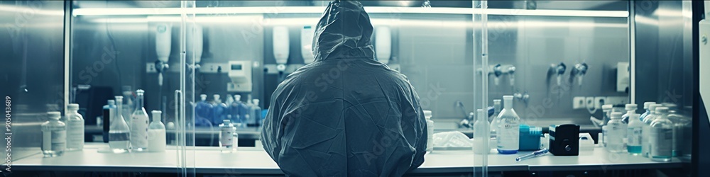 Fototapeta premium Scientist Analyzing Food Samples in High-Tech Laboratory: Innovative Research for Food Safety and Quality Control. Creative Pattern for Scientific Marketing Background. 4K High-Definition Wallpaper Sh