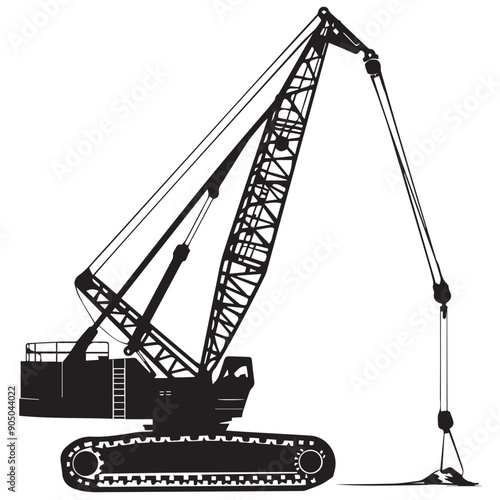 CRAWLER CRANE in cartoon, doodle style . Image for t-shirt, web, mobile apps and ui. Isolated 2d vector illustration in logo, icon, sketch style, Eps 10, black and white. AI Generative