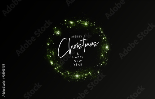 Gold light circle with with glittering dust and shimmery particles. 2024 Happy New Year and Merry Christmas Abstract shiny color gold wave design element	
