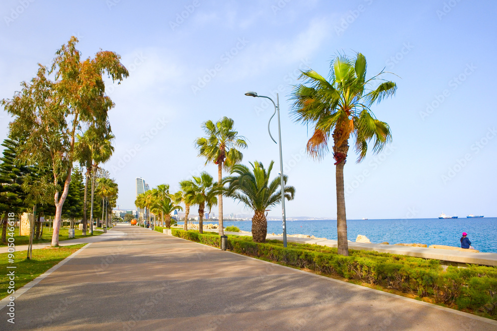Molos Embankment in sunny day in Limassol, Cyprus Molos Embankment in sunny day in Limassol, Cyprus