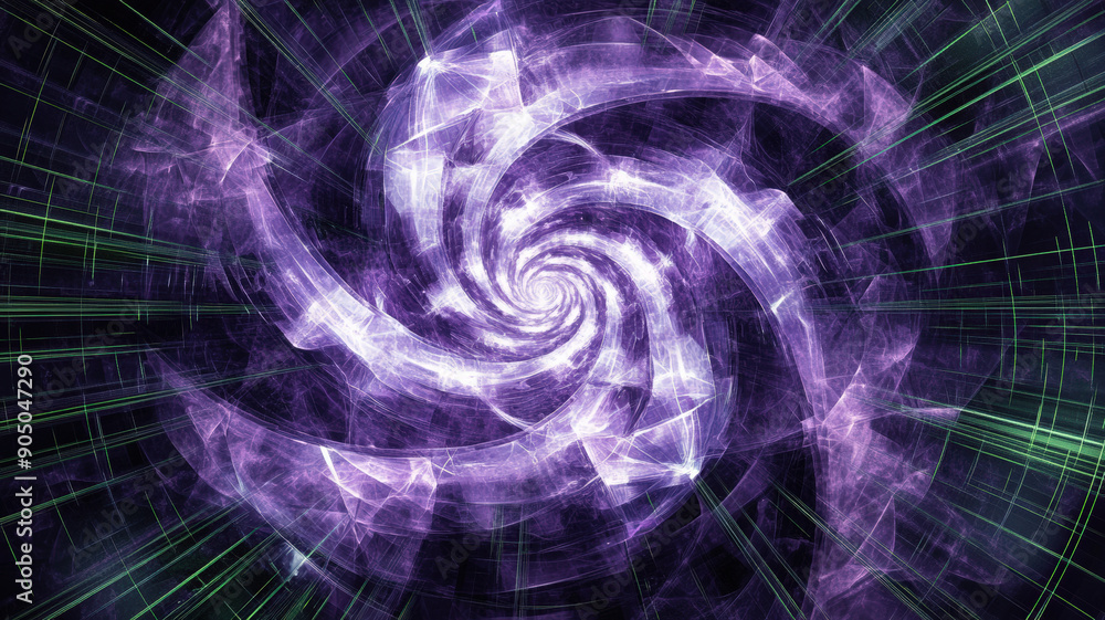Abstract Digital Art with Vibrant Green and Purple Circular Geometric Patterns - High-Resolution Fractal Design for Modern and Futuristic Aesthetic Abstract Digital Art with Vibrant Green and Purple Circular Geometric Patterns - High-Resolution Fractal Design for Modern and Futuristic Aesthetic