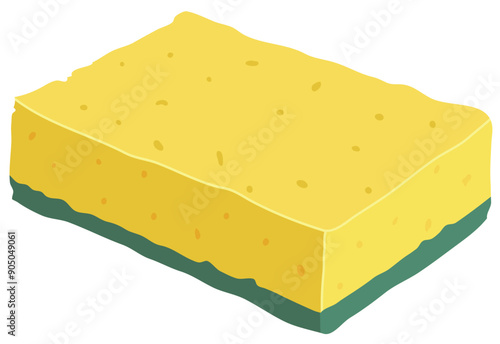 Yellow Sponge Dish Wash Isolated on White Background