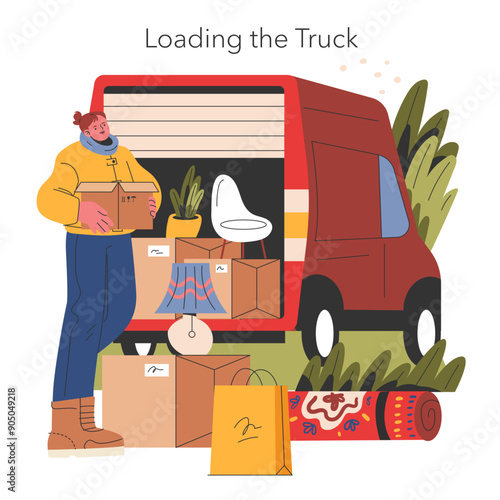 Moving House. Flat Vector Illustration