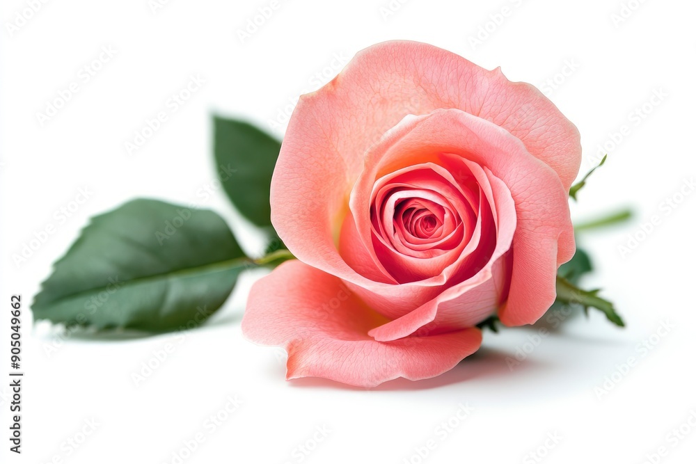 Fototapeta premium Rose isolated on white background, full depth of field , ai