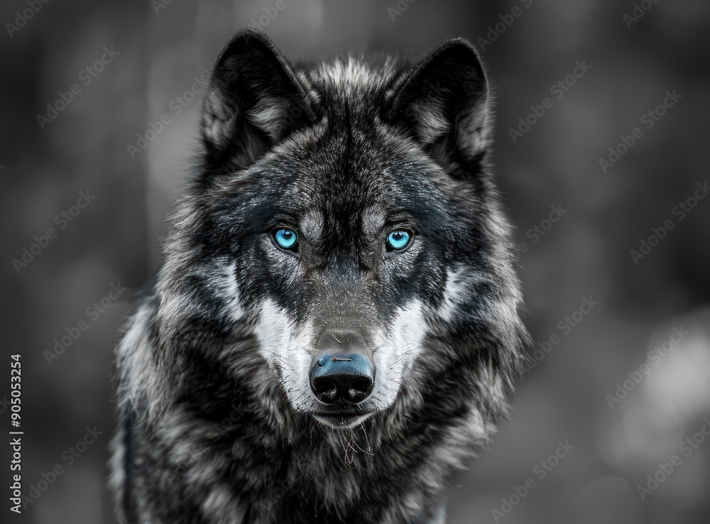 Wolf with Striking Blue Eyes Wolf with Striking Blue Eyes