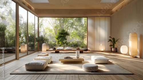 Interior cozy de estilo oriental moderno 
