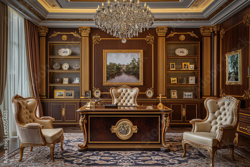Home office interior, luxur...