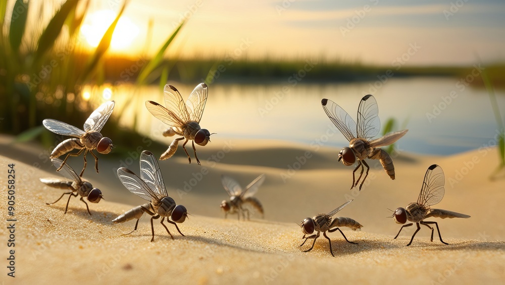 a group of sandflies flying ai gen a group of sandflies flying ai gen