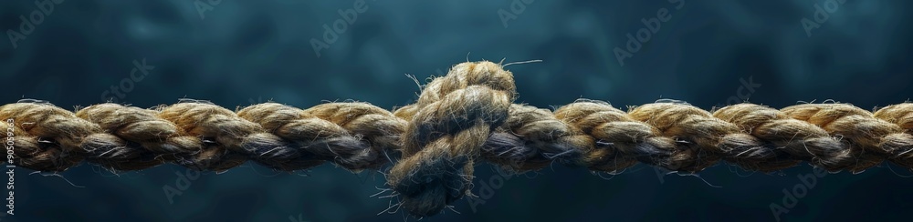 Fototapeta premium Broken Rope Symbolizing the Delicate Balance Between Danger and Protection, Evoking a Sense of Urgent Need for Safety Measures.