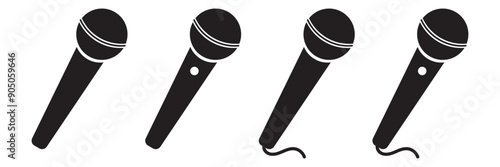 Microphone vector icon set isolated on white background. Mic icon vector. Retro microphone icon. EPS 10