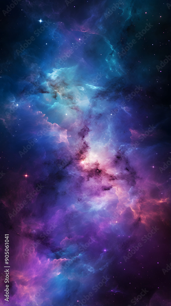 Fototapeta premium Digital colorful starry sky abstract graphic poster background