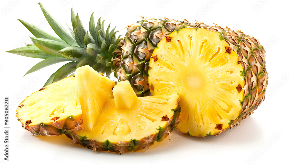 pineapple with slices isolated on white background pineapple with slices isolated on white background