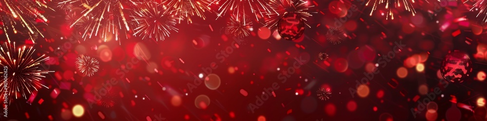 Vibrant Chinese New Year 2025 Celebration Panorama: Dazzling Fireworks
