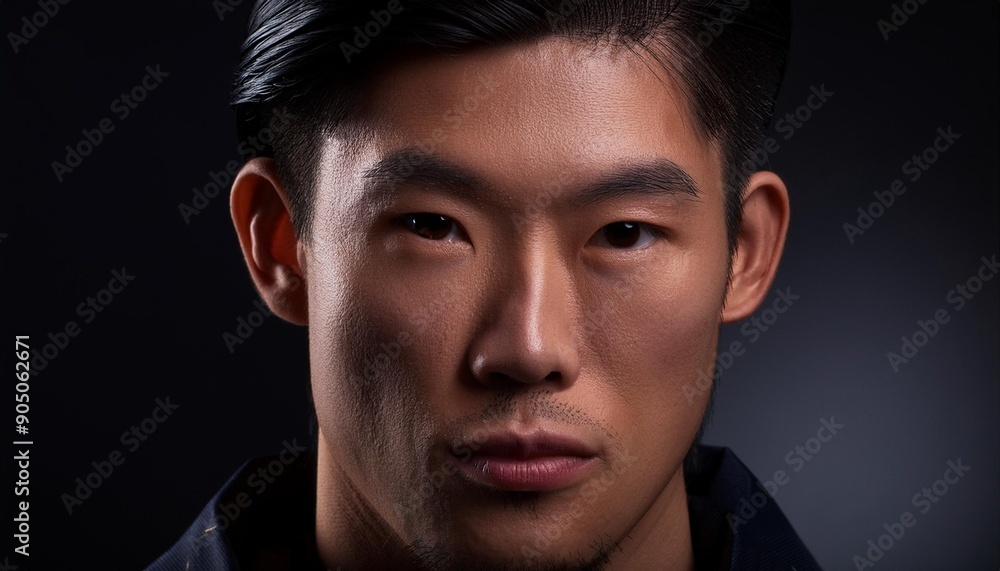 A close-up portrait of a Japanese model with smooth, flawless skin and subtle makeup A close-up portrait of a Japanese model with smooth, flawless skin and subtle makeup