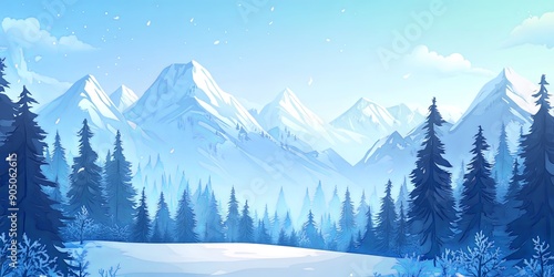 Wallpaper Mural Serene Cartoon Winter Mountain Landscape Torontodigital.ca