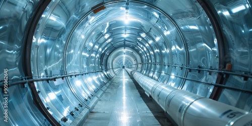 An Impressive Futuristic HighTech Tunnel Featuring Bright and Vibrant Lighting Options