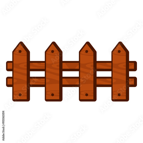 Wooden fence cartoon. Autumn cartoon. digital art illustration.