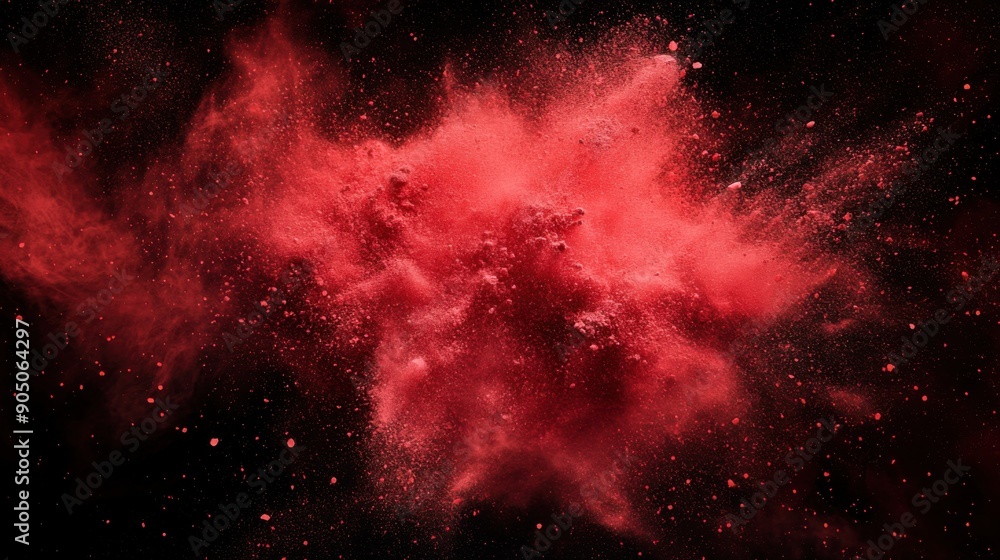 Crimson Powder Explosion Against Alabaster Background Crimson Powder Explosion Against Alabaster Background