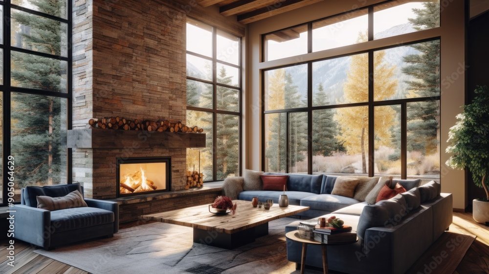 Cozy Cabin Living Room with Mountain Views Cozy Cabin Living Room with Mountain Views