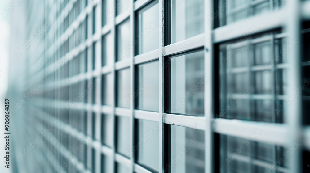 Architectural Detail of Modern Grid Patterns in Clear Glass