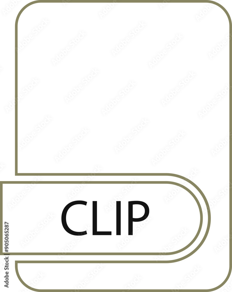 CLIP File format icon black outline and light color text CLIP File format icon black outline and light color text