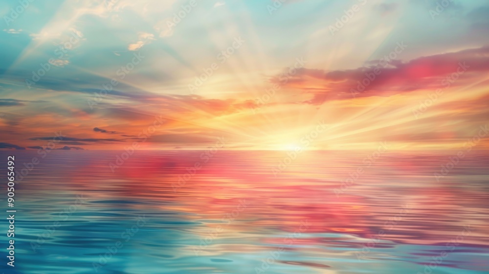 abstract colorful sunset over the sea with rays and clouds in the sky abstract colorful sunset over the sea with rays and clouds in the sky